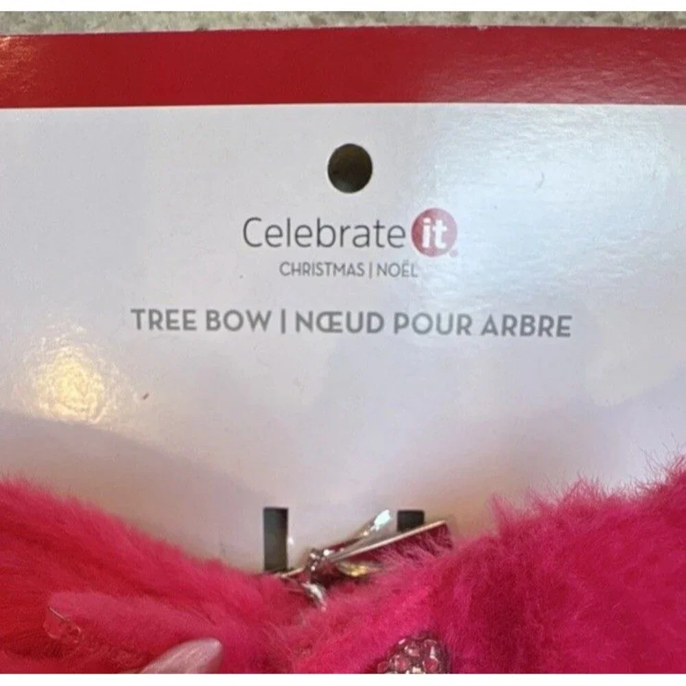 Celebrate It Christmas Pink Bow Tree Bow Decoration 1pc - Faux Fur